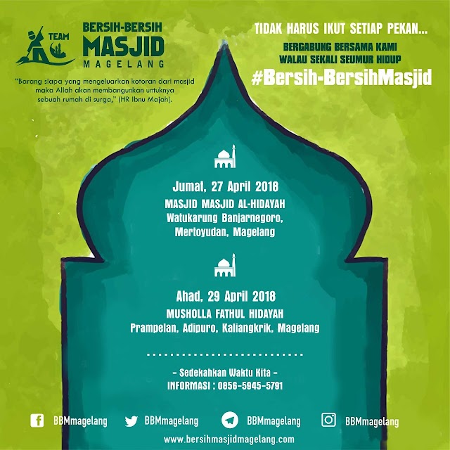 Bergabunglah dalam Aksi bersih-bersih Masjid Al-Hidayah Watukarung Banjarnegoro Mertoyudan Magelang
