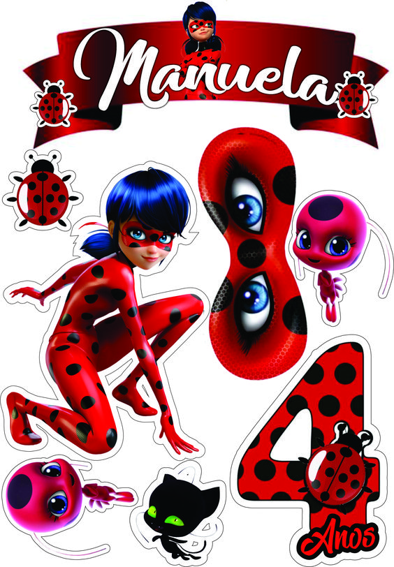 Topo de bolo para imprimir grátis infantil e adulto: Topo de bolo Ladybug