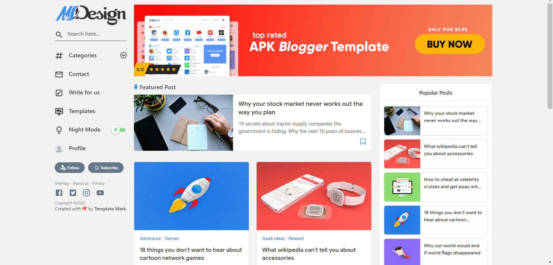 MSD responsive blogger template free download