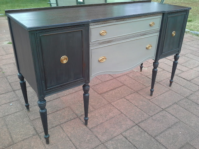 Charcoal Grey Vintage Mahogany Sideboard