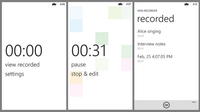 Screenshoot Aplikasi Mini Recorder Free