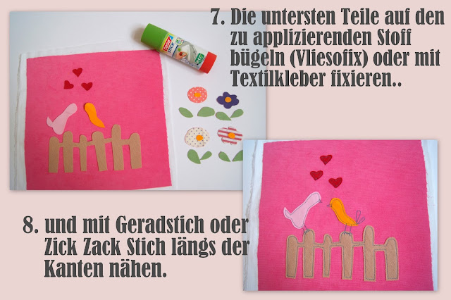 Anleitung, Applikation, Appliqué, Ballerina, Bär, Blume, Cupcake, Ente, Fee, Geburtstagstorte, Hase, Haus mit Garten, Heißluftballon, Katze, Mächen im Regen, Maus, Quilt, Tutorial, Vogel, Wäscheleine, 