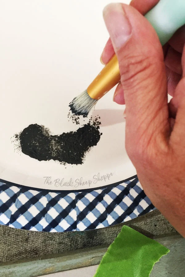For best results, dab the stencil brush into the paint and then off-load it onto a paper plate or towel.