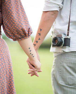 tatuaje de pareja tatuaje aves gaviotas antebrazo