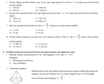 Contoh Soal PTS UTS Matematika Kelas 9 Semester 1 Kurikulum 2013 Revisi 2018