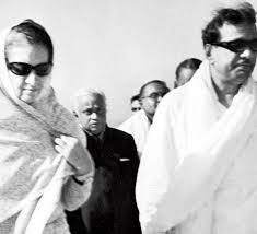M Karunanidhi with former prime minister of India Mrs. Indira Gandhi. 