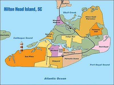 Hilton Head Island map showing areas