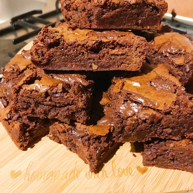 after eight brownies on heart chopping board