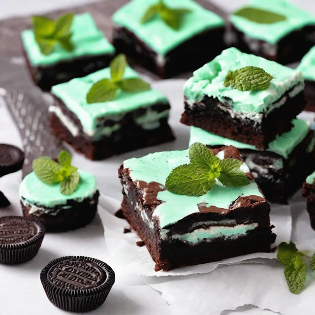 Triple Layer Fudgy Mint Oreo Brownies