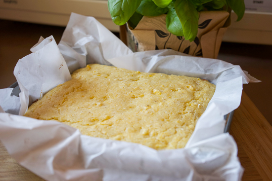 Cornbread in a pan