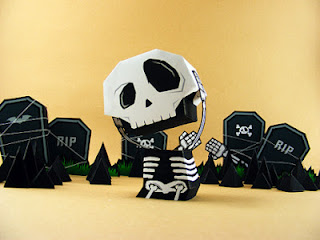 Skull and Tombstone Papercraft Ouch My Head