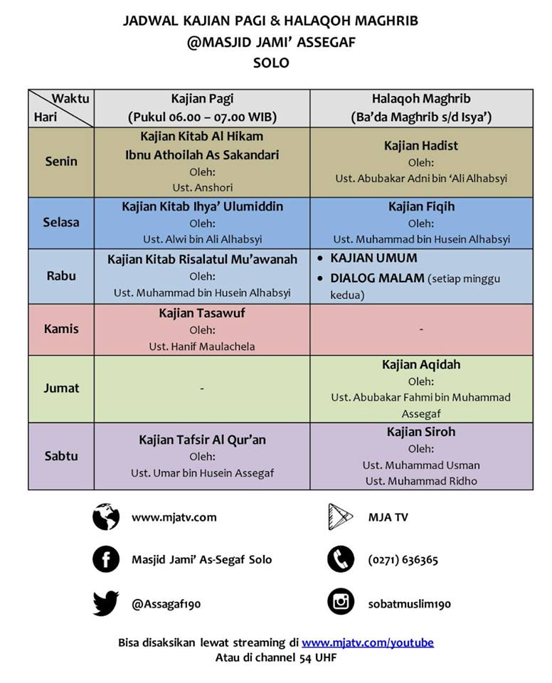 Jadwal Kajian di Masjid Jami' Assegaf Solo  Download MP3