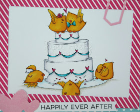 Wedding card using Stamping Bella wedding chicks