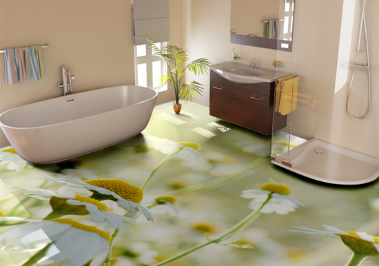 floral 3D bathroom floor