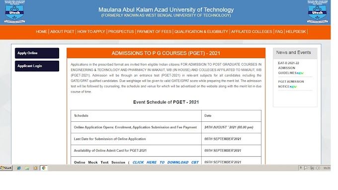 PGET 2021 Online Application Link || Apply Link