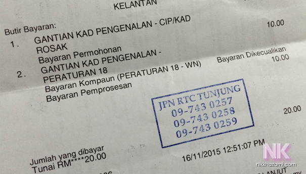 Renew Kad Pengenalan Denda RM10 - NIKKHAZAMI.COM