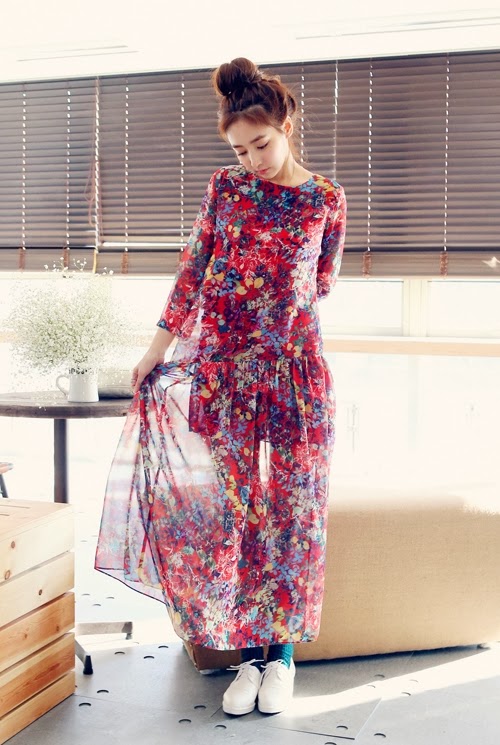 Floral Long Sleeve Maxi Dress