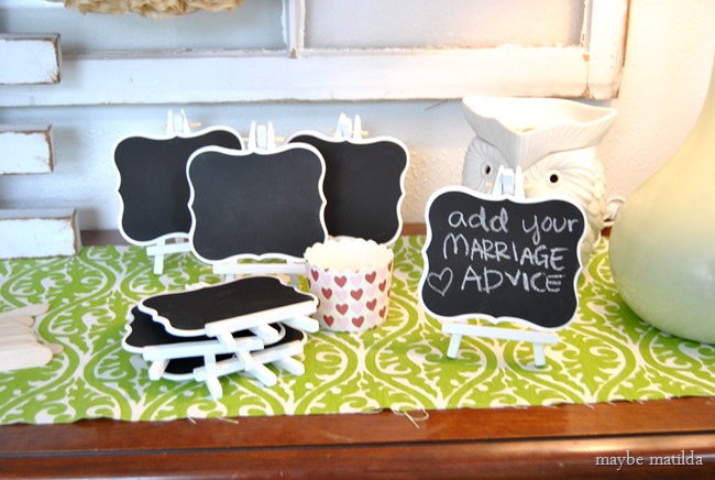 Bridal shower party game--have everyone jot down their best piece of marriage advice and photograph them holding it. Then print the pictures and give them to the bride as a favor gift, so she can remember all her guests and what advice they offered to her before her wedding day!