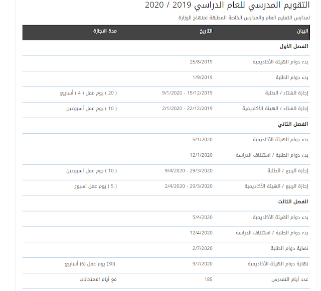 التقويم المدرسي والاكاديمي فـي الامارات UAE