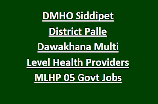 DMHO Siddipet District Palle Dawakhana Multi Level Health Providers MLHP 05 Govt Jobs Recruitment 2024 –Application Form