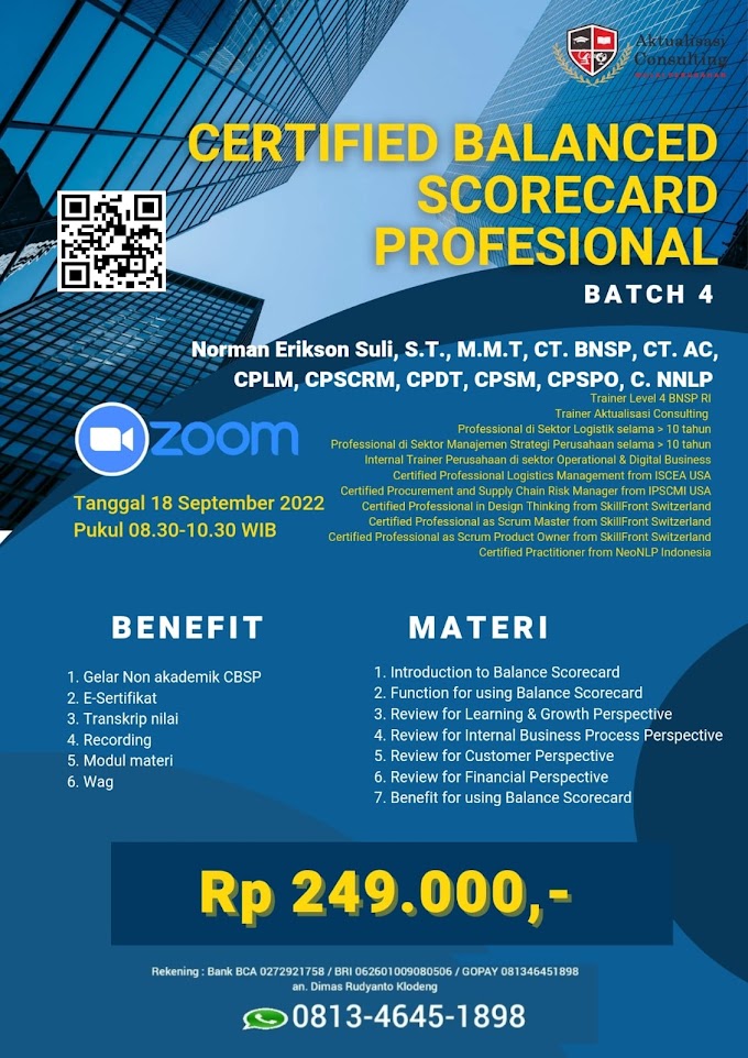 WA.0813-4645-1898 | Certified Balance Scorecard Professional (CBSP) 16 September 2022