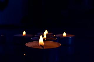 Blue candles for healing