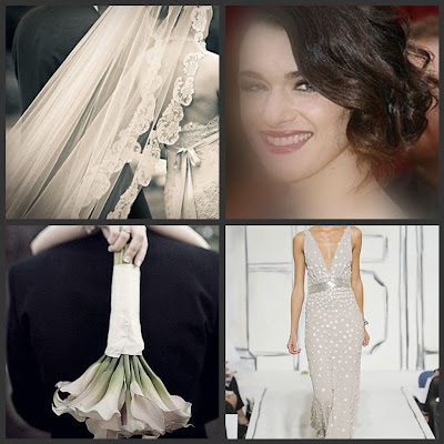 I made this collage of the elements of a modern vintage bridal look