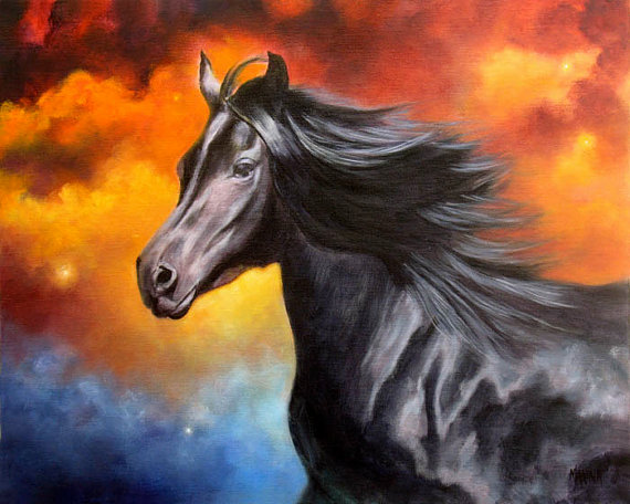 Marina Petro Adventures In Daily Painting Black Thunder Black Horse Painting Equine Art By Marina Petro