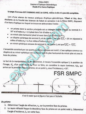 Correction Contrôle Final d'optique géométrique SMPC S2 FSR