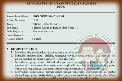 RPP Pendidikan Jasmani Olahraga dan Kesehatan RPP PJOK SD Kelas 2 Semester 1 K13 Revisi Tahun 2019