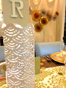 Simple and easy gold themed party using gold paper accents.