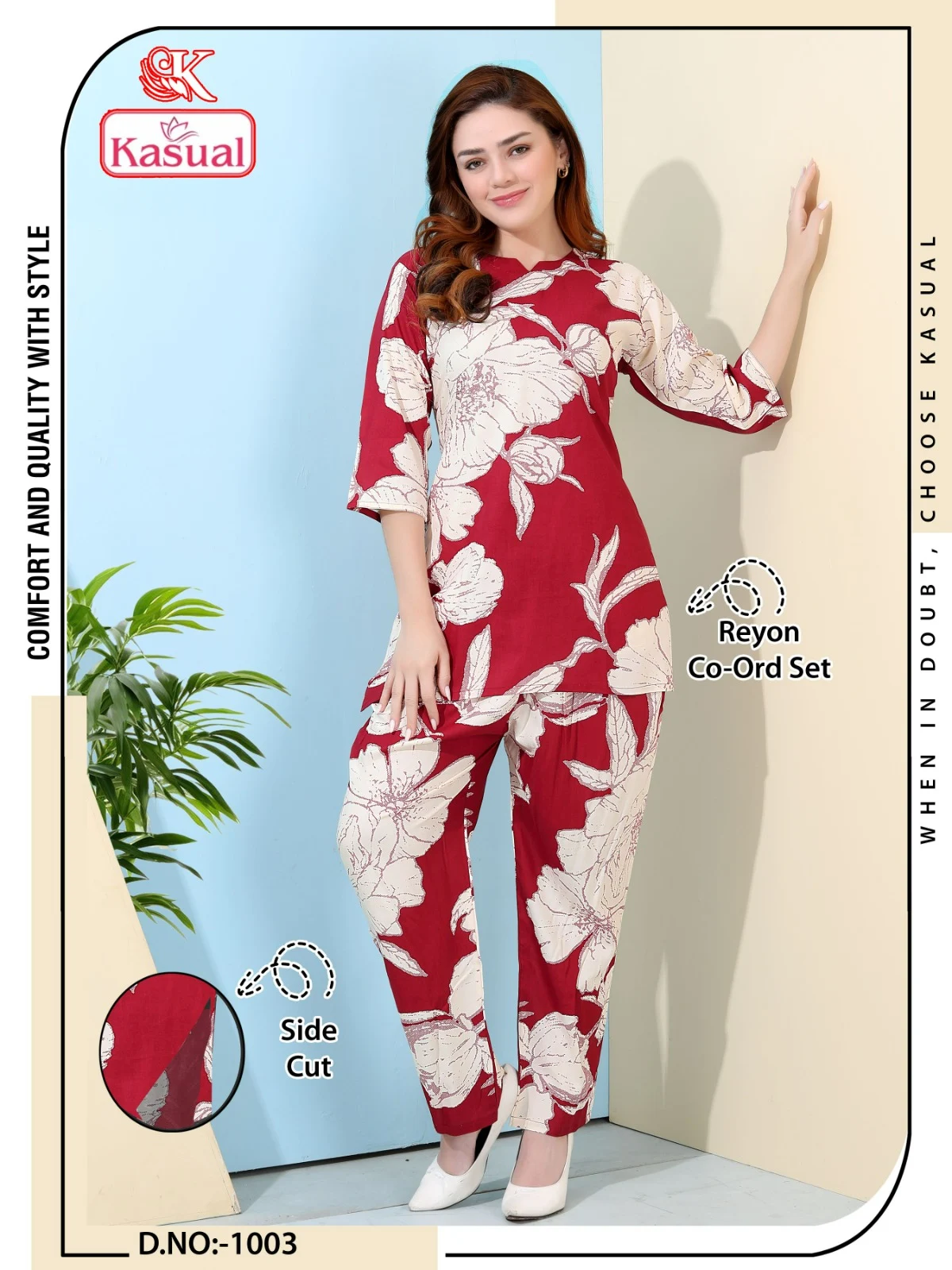 Design 1001-1006 Kasual Reyon Co Ord Set