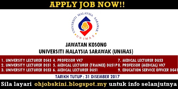 Jawatan Kosong Universiti Malaysia Sarawak (UNIMAS)