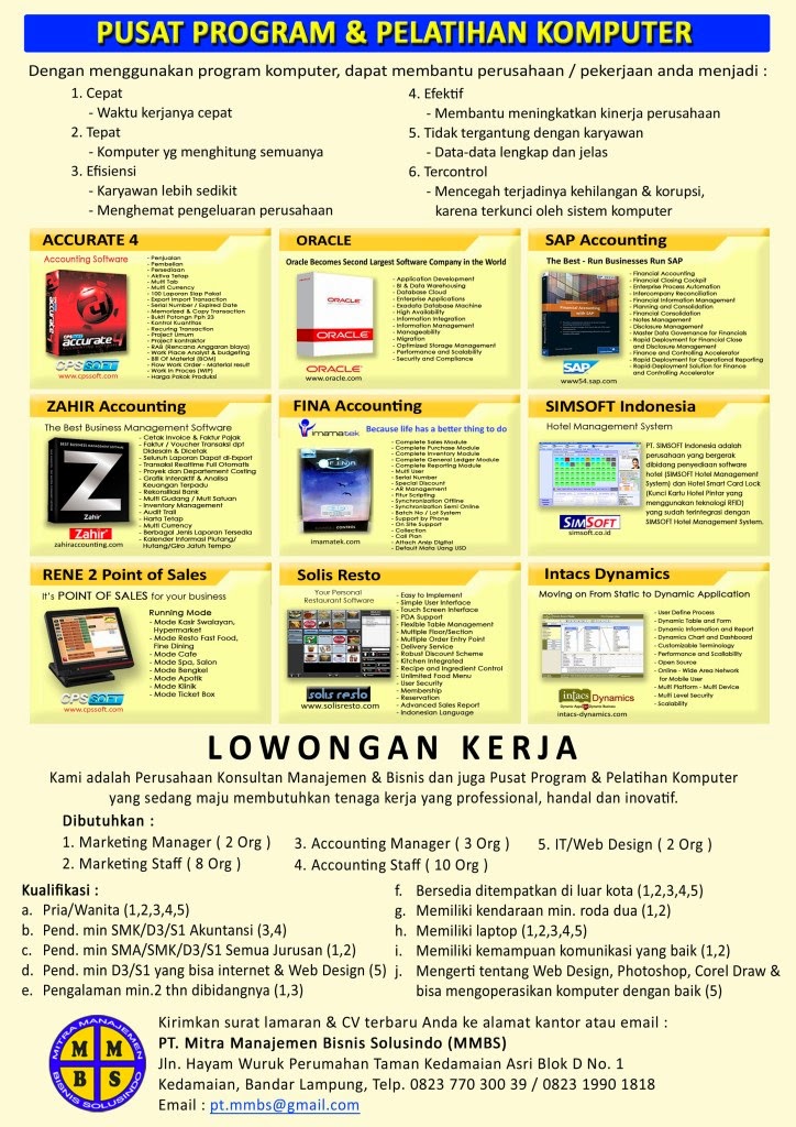 Lowongan Kerja PT. Mitra Manajemen Bisnis Solusindo (MMBS) Bandar Lampung