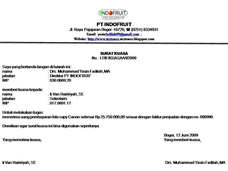 SURAT KUASA :: Contoh Surat Kuasa Lengkap untuk Berbagai 
