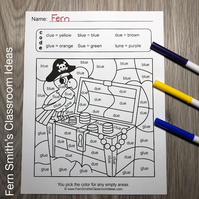 Twenty-Five Long Vowels Color By Code Student Worksheets Bundle #FernSmithsClassroomIdeas