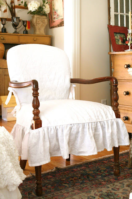 Custom Slipcovers by Shelley: Wood Arm Chair Slipcover