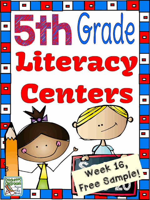  5th Grade Literacy Centers, Week 16 Free Sample