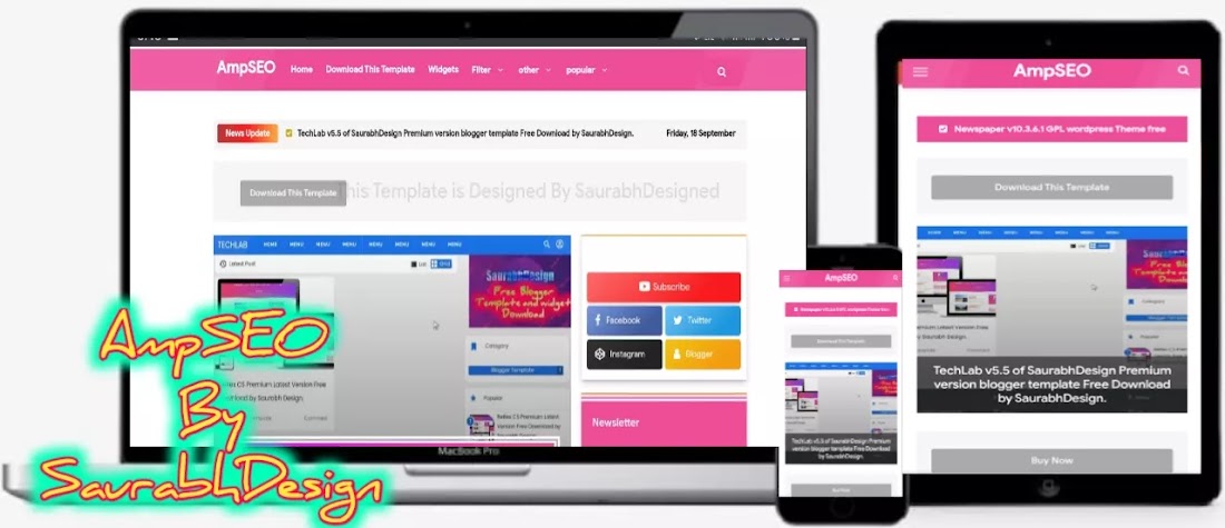 AmpSEO Premium blogger template free download | Fast ranker|
