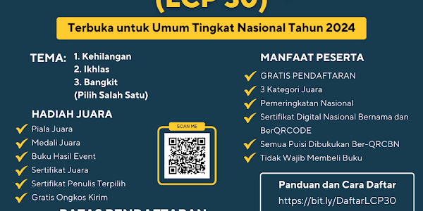 Panduan dan Cara Daftar Lomba Cipta Puisi (LCP 30) - Tingkat Nasional Tahun 2024