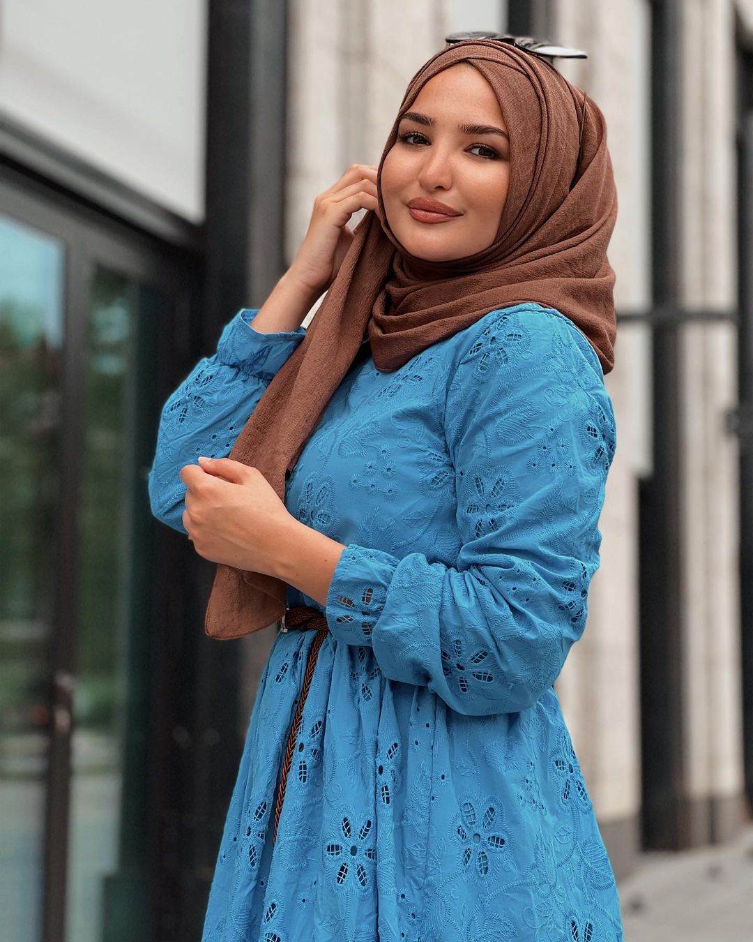New Sky Blue Hijab Style DP for Stylish Girl