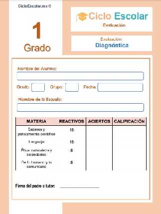 Examen diagnóstico Primer grado 2022-2023