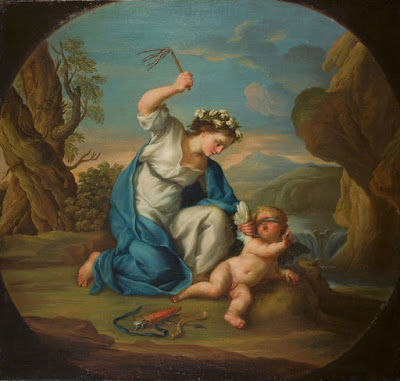 venus castigando al amor profano, escena de flagelacion en una pintura del siglo XVIII