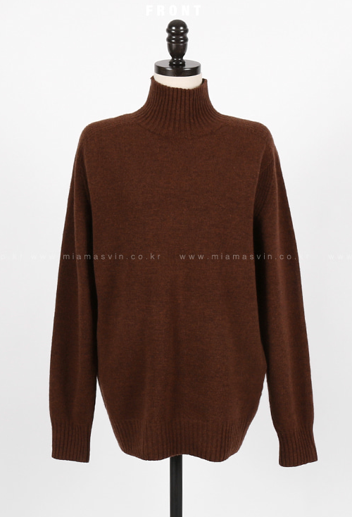  Ribbed Panel Turtleneck Sweater