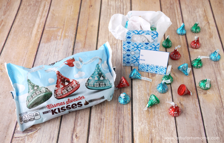 Free Printable Christmas Sweater Gift Boxes filled with Hershey Kisses!