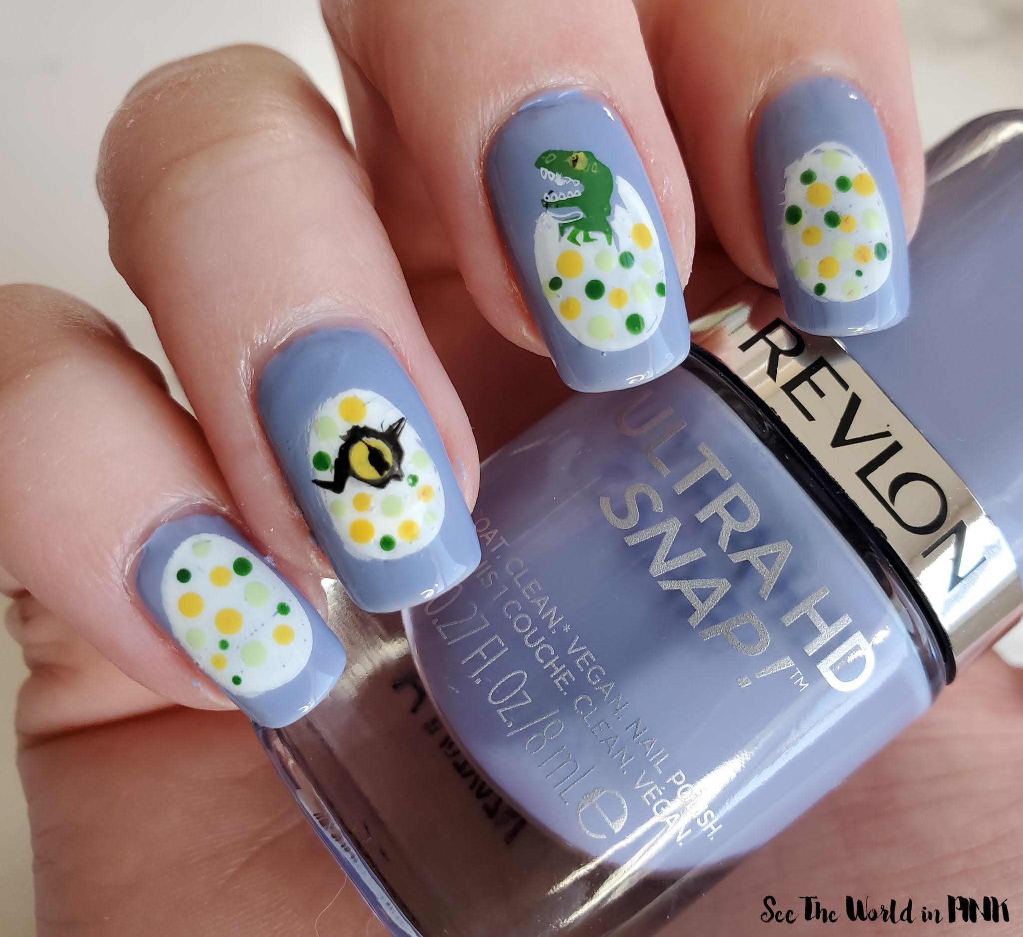 Manicure Monday - Easter Dinosaur Eggs Nails & Revlon Ultra HD Snap polish!