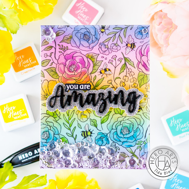 You Are Amazing, Frameless Shaker Card,Hero Arts, MMHK April 2022, Global Team Blog Hop,Card Making, Stamping, Die Cutting, handmade card, ilovedoingallthingscrafty, Stamps, how to, rainbow