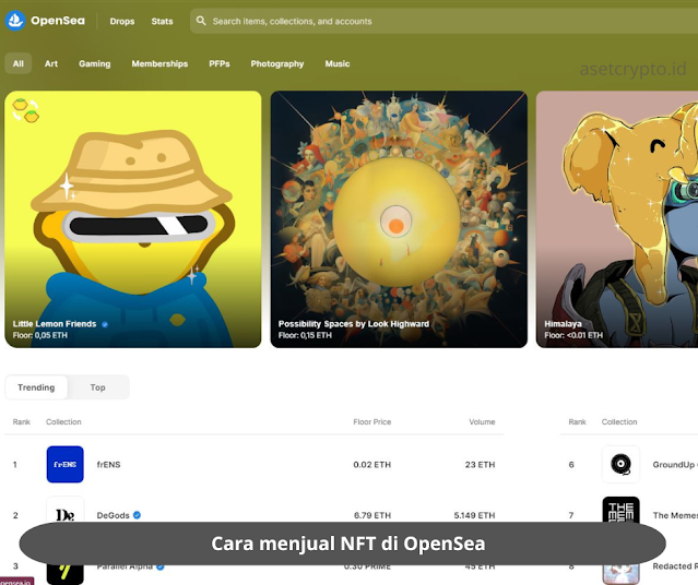 Cara menjual NFT di OpenSea