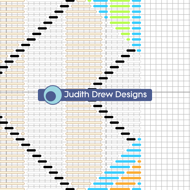 Pattern sample of Neon Diamonds needlepoint pattern chart by Judith Drew Designs.