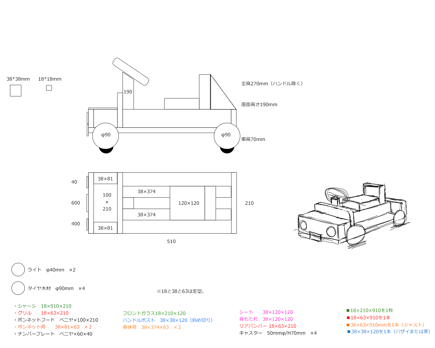 子供が乗れる車 足けりカート のdiy コモリ夫妻